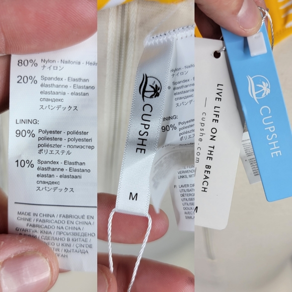 Cupshe One Piece Yellow Palms Womens Medium Swimsuit - Picture 2 of 6